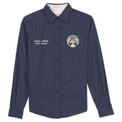SCARC Embroidered Logo - Women's Long Button Down Shirt Thumbnail