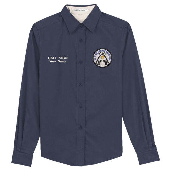 SCARC Embroidered Logo - Women's Long Button Down Shirt Thumbnail